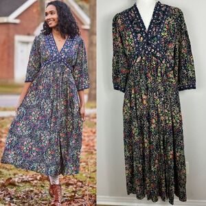 April Cornell Darjeeling Maxi Dress Floral Romantic Boho Renfaire XS‎ Prairie